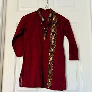 Boy’s Maroon Embroidered Kurta